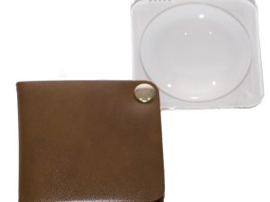 3.5X Eschenbach Leather Folding Square Pocket Magnifier - 60 mm Tan
