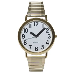 Unisex Low Vision Watch Gold Tone White Face