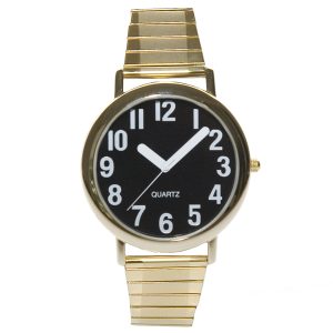Unisex Low Vision Watch Gold Tone Black Face