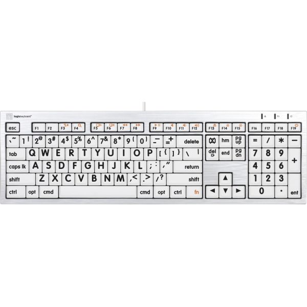 Slimline Large Print Keyboard - Black on White for Apple/Mac