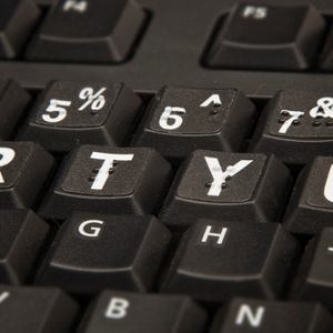 Braille Large Computer Keyboard Stick-Ons / White on Black