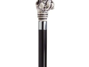 Antique Scrimshaw Bull Dog Head Handle Cane