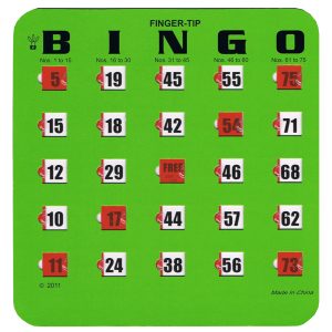Easy Read Bingo Cards With Finger Tips, 1 Card