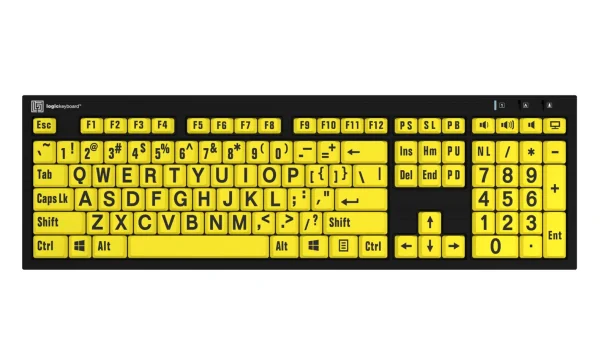 LargePrint Black on Yellow - PC Nero Slimline Keyboard - Image 3