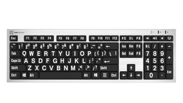 LargePrint White on Black - PC Slimline Keyboard - Image 4