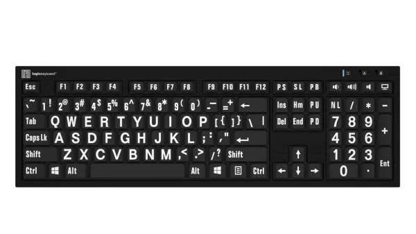 LargePrint White on Black - PC Nero Slimline Keyboard - Image 6
