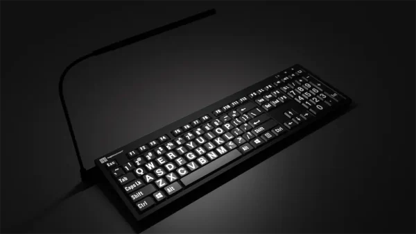 LargePrint White on Black - PC Nero Slimline Keyboard - Image 7