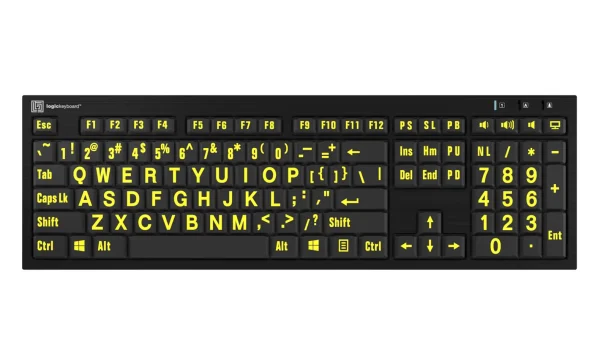 LargePrint Yellow on Black - PC Nero Slimline Keyboard - Image 6
