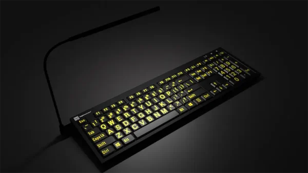 LargePrint Yellow on Black - PC Nero Slimline Keyboard - Image 3