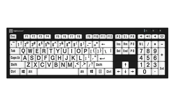 LargePrint Black on White - PC Nero Slimline Keyboard - Image 3