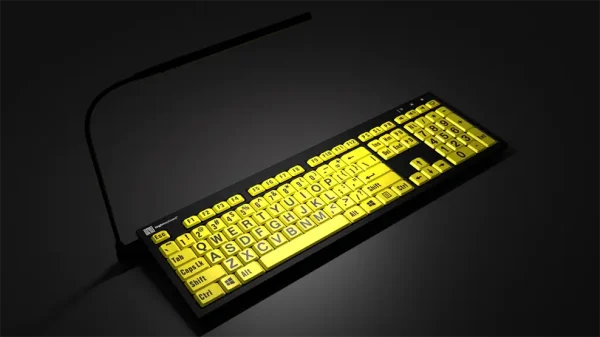 LargePrint Black on Yellow - PC Nero Slimline Keyboard - Image 4
