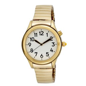 Ladies Gold Tone Talking Watch White Face - Choice of Voices Male & Female - English