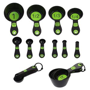 Set of 10 Piece Measuring Spoons and Measuring Cups (Black & Green)
