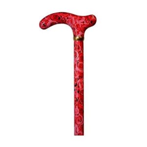 Pink Rose Print Cane with Fritz Handle