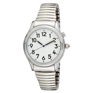 Ladies Silver Tone Talking Watch White Face - Choice of Voices Male & Female - English