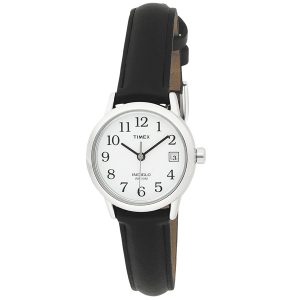 Timex Women's Indiglo Watch Silver with Date, Leather Band