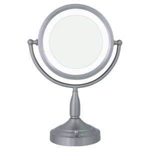 Zadro 8X / 1X Satin Nickel Lighted Round Vanity Mirror