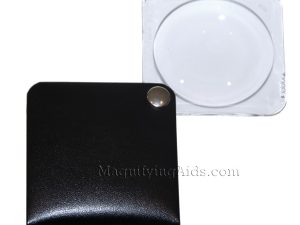 3.5X Eschenbach Leather Folding Square Pocket Magnifier - 60 mm Black