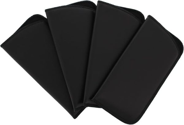 Faux Leather Eyeglass Slip Cases - 4 Pack, Black